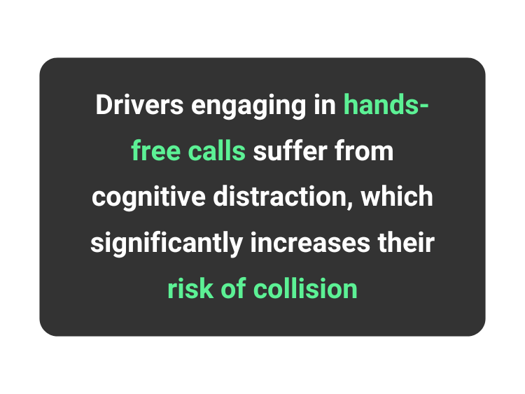 Hands-free calls, while seemingly convenient, cause cognitive distraction and increase drivers' risk of collisions.